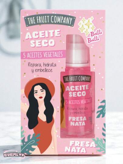 EverlyX The Fruit Company Dry Oil - Idratazione e lucentezza con 5 oli vegetali - Cocco, Tropicale, Monoi e Crema alla fragola ✅ Consegna in 3-5 giorni