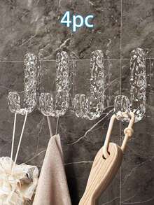 4pcs/10pcs Acrylic Adhesive Hooks, Bathroom Use, No Drilling Required, Heavy Duty Wall Hooks, Suitable For Hanging Towels, Backpacks, Clothes, Keys, Etc. - Multicolor - View 8