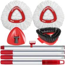 Spin Mop Replace Head Compatible With Ocedar EasyWring 1 Tank Upd Scrub Brush Mop Replacement Head 2 Microfiber Mop Refills 1 Mop Handle 1 Mop Base And 1 Mop Base Cleaning Brush Combo Set - như hình ảnh - Xem 1