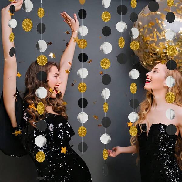 4m/Cuerda 36 piezas de Banderines circulares, Decoración para Telón de fondo de Fiesta, Cumpleaños, Boda, Graduación