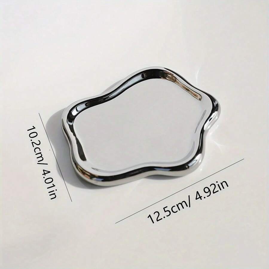 1pv Ceramic Jewelry Tray, Cloud Shape Trinket Dish Vanity Organizer Tray For Jewelry, Ring Trinket Dish, Key Tray Jewelry Holder - 銀色 - 查看 1