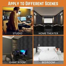 Acoustic Foam Panels 12 Pack 1" X 12"X 12" Saiqiang Red Soundproofing Panels Wedges For Wall Noise Absorbing And Sound-Damping Fire-Resistant Sound Proof For Studio, Gaming Room - 24Pack Black - 查看 6