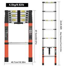 高品质铝合金伸缩梯，具有多种尺寸，重量轻，可折叠，可伸缩，配有锁和防滑脚，可支撑高达 150KG/330LBS，适用于房车、阁楼、家庭维护、屋顶、户外工作和 DIY 项目。