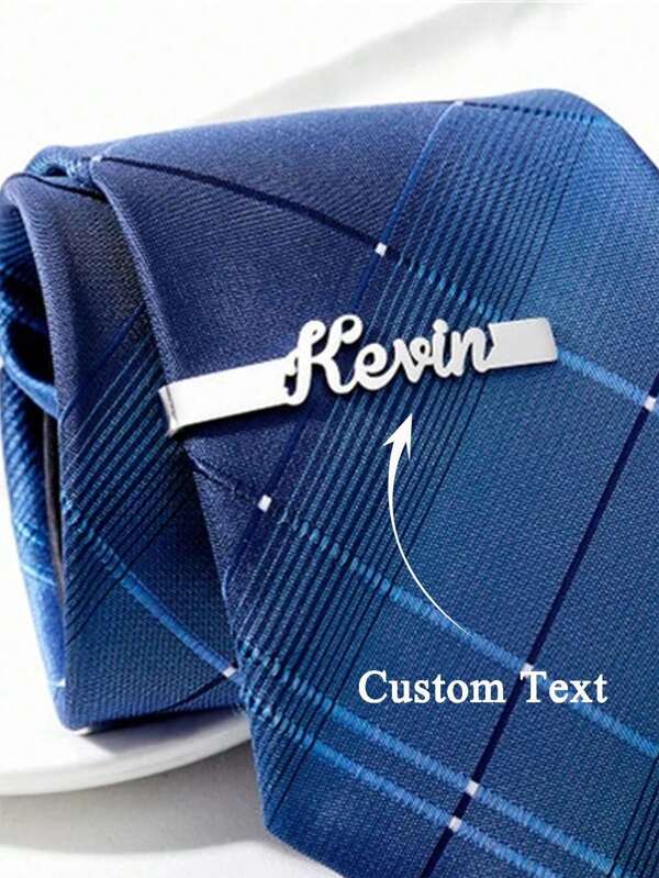 1pc Personalized Name Tie Clip Stainless Steel Tie Pin Custom Name/Letters Tie Clip Fashion Wedding Groomsmen Gifts Birthday Gifts Party Gifts For Him, ,Colorful,Cute,Adorable,Funny,Kawaii,Y2K,Stylish,Unisex,Casual,Custom,Personalized,Unique,Customized,Ideal Gifts For Him,Ideal Gifts For Her,Her,Boyfriend,Girlfriend,Family,Friends