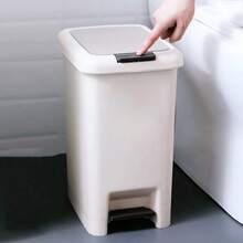 Cesto de Basura con Pedal y Tapa Automática para Baño, Cocina u Oficina, Bote de Basura Rectangular Moderno de Plástico Resistente, Papelera Higiénica con Apertura de Pie y Botón Solución Discreta y Funcional para Residuos Diseño Compacto y Elegante. Perfecto para Mantener la Higiene y el Orden en Cualquier Habitación - Gris Claro - Ver 6