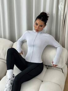 Figure-Flattering Fit,Sophisticated Coverage** - Modest High Neck With Full-Zip Versatility ,Youthful Elegance,Seamless Transition** - From Studio Sessions To Brunch Dates,#CoutureActive #SweetheartSport #AgelessChic,Elegant Zip-Up Yoga Cover,Slimming Zip-Up With Waist Cinching Detail,Elegant High-Neck Yoga Jacket
