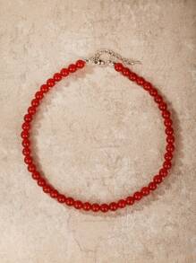 1 pièce Collier de mode bohème en pierre naturelle de 8 mm pour femmes. Collier de perles colorées en tourmaline et cristal rose pour femmes