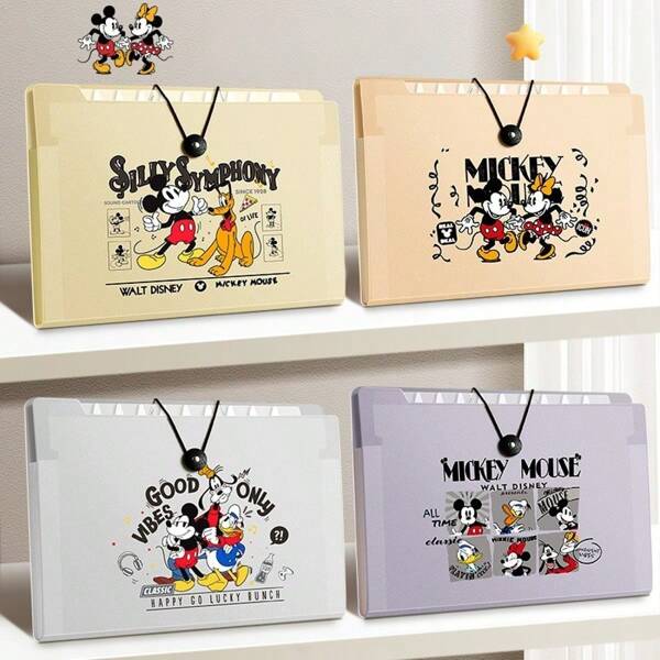 Disney 1 件迪士尼 A4 文件整理器、文件夹、学生试卷收纳袋、风琴文件夹、多层文件夹、小学生试卷整理器、文件夹、透明文件套、办公室文件夹、试卷袋、适用于办公室和学校、返校文件收纳袋