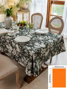 1 件美式乡村复古风格桌布，绿色花卉提花设计，长方形餐桌、茶几、电视柜罩，适合节日、派对、婚礼、家居和宿舍装饰 - 墨綠色 - 查看 17