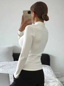 Livesso Women's Fitted Star Thermal Lined Warm T-Shirt Long Sleeve Women Tops,Fall Women Clothes - White - View 3
