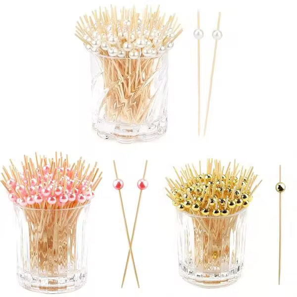 200/100/50/10pcs Fruit Skewers, Bamboo Sticks, Flower Picks, Fruit Kabobs, Creative Art Toothpicks, Cocktail Decorated Bamboo Sticks, Cake & Burger Art Forks - For Beverage Decoration, Desserts (Birthday, Wedding Party Supplies, Christmas Gifts)