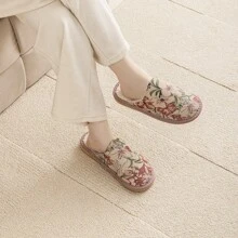 Women's Fashion Printed Warm House Slippers, Thick Soft Sole Ultra-Light Indoor Flat Shoes