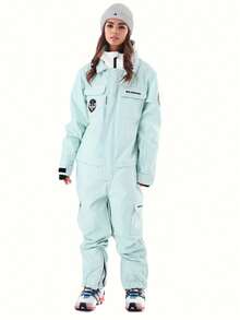 1 件女式冬季运动连体滑雪服，带拉链口袋防丢失设计滑雪服套装，冬季滑雪板和滑雪服，适合户外活动的运动服，冬季滑雪装备，加固结构，功能性滑雪设备，雪具，理想的户外连体滑雪服，滑雪服女式滑雪服 - 薄荷綠 - 查看 17