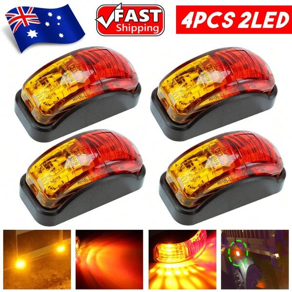 4PCS Led  Lights Trailer Side Marker Lamp Red Amber Truck&Caravan