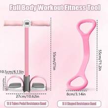 6-Tube Multifunctional Pedal Puller Resistance Rope With 8 Shaped Resistance Band, Foot Pedal Resistance Band, Full Body Workout Fitness Tool For Abdomen, Arm, Leg,7787310 - Baby Blue - View 7