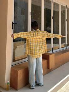 女士秋冬新品畅销休闲复古舒适棉质格子长袖外套