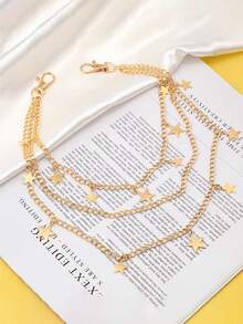 时尚五角星吊坠链，男女通用朋克摇滚牛仔裤腰链 - 彩色 - 查看 6