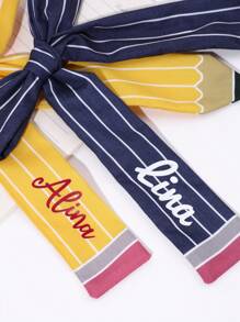1 pezzo Fiocco per capelli personalizzato per il ritorno a scuola per ragazze, fiocco per forniture scolastiche con nome personalizzato e lunga coda, accessori carini per capelli per ragazze, regali per la laurea, regali per la festa degli insegnanti, fermaglio per capelli personalizzato