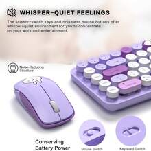 MOFII MOFII Ergonomic 2.4G Wireless Keyboard Mouse Combo 68 Keys Retro Round Keycap Typewriter Keyboard With Noiseless Button Mouse Multimedia Function Cute Keyboard Mouse Set For PC/Laptop/Desktop-Grey