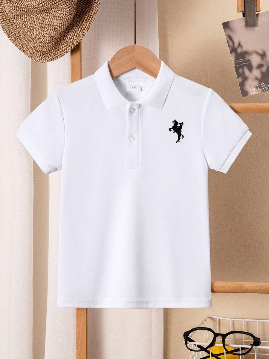 男童撞色短袖 Polo 衫 - 白色 - 查看 1