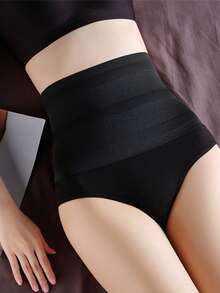 1pc Sports Rubber Slimming Body Shaping Pants, Women High Waist Slimming Belt Body Shaping Pants - Black - View 7