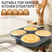 ABKOK 1Pc Nonstick Egg Pan With Brush,4-Cup Omelette Egg Pan With Brush For Breakfast,Granite Frying Pans And Healthy Egg Cooker, Easy To Clean, Work On All Stove Tops, Dinner For Thanksgiving, Halloween, Christmas, Family Gifts - Lạc đà - Xem 5