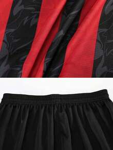 2pcs Personalized Football Jersey, AC Milan Football Uniform For Men, Customized Sports Suit, Running Set, T-Shirt Set, Suitable For Football, Badminton, Basketball - Black - View 5