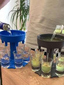 1件装派对倒酒器，小酒杯分配器和支架，可容纳6个葡萄酒杯，创意葡萄酒漏斗，适用于葡萄酒和啤酒，可用作饮料支架、派对装饰用品、节日装饰用品、酒吧/餐厅酒架、酒吧配件、酒水分配器、派对游戏饮酒工具（不含杯子） - 彩色 - 查看 4