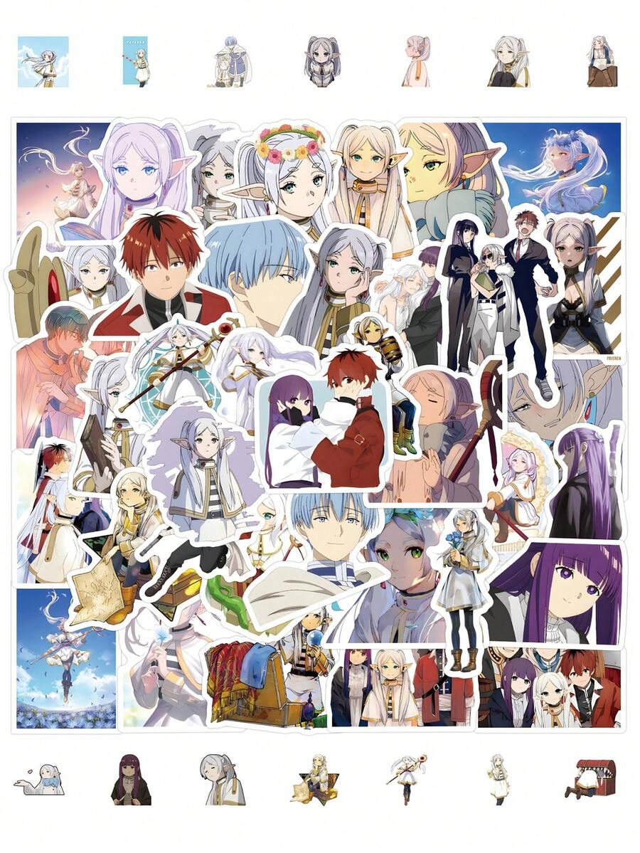 Frieren: Beyond Journey's End Sticker Cartoon Anime Figure Frieren Image Stickers Manual DIY Puzzle Paster Mini-Game Waterproof Sticker Festival Gifts Party Gifts A Birthday Present Luggage Notebook Computer Mobile Phone Decoration Sticker New HOT Figures Water Bottle Stickers Games