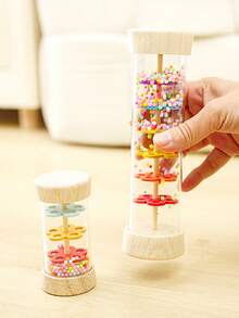 儿童木制雨声器，雨棒 - 可发出声音安抚婴儿，适用于婴儿摇铃管雨棒摇铃音乐感官听觉乐器玩具，适合婴儿儿童女孩 - 彩色 - 查看 9