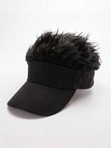 1 件可调节男士街头棒球帽，带仿皮草流苏 - 可调节闭合，透气 6 片式设计，黑色/白色/米色休闲户外防晒帽 | 时尚头饰 | 可调节棒球帽