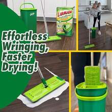 Rinse 'n Wring Mop And Bucket System Microfiber Floor Mop Hardwood Floor Cleaner Wet Dry Mop Clean Dirty Water Chambers Power Blades 2 Total Microfiber PadsGreen - 綠色 - 查看 5