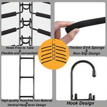 2/4 PCS 5 In 1 Multi Layer Metal Hanger Racks Non-Slip Foam Padded Heavy Duty Thick Magic Hanger Closet Organizers And Storage For Coat Sweater Suit T-Shirt. - Black - View 5