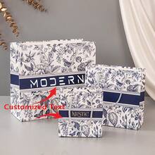 1 pieza Bolso de tote multifunción, bolsa de regalo con estampado floral vintage, bolsa de papel de moda de alta gama, bolsa para envolver regalos, logo personalizable