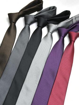 1 pièce Cravate polyester décontractée de couleur unie, unisexe pour le lieu de travail, toutes saisons