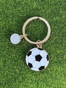 1 个足球形钥匙扣，合金材质，油滴效果，初始设计，是送给朋友、男朋友、篮球俱乐部活动、体育活动、情人节、汽车配件、包包挂件、学校用品的理想礼物