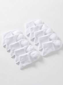 10 Pairs Women's White Breathable Comfortable Casual Short Socks, Suitable For Daily Leisure Wear/School Wear For Female Students