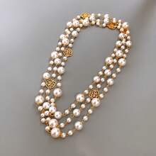 Fashionable And Minimalist Handmade Bead Flower Pearl Double Layered Versatile Temperament Necklace