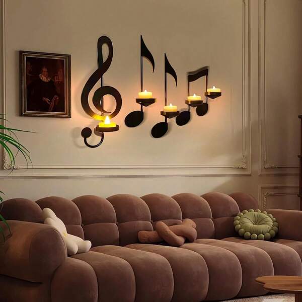 Metal Candle Holder, European Style Candlelight Dinner, Wedding, Birthday Gift Decoration, Music Score Candle Holder