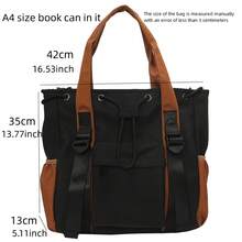 1 Piece Large Capacity Colorful Tote Bag - Nylon Shoulder Bag With Zipper, Beige & Brown Two-Tone Design, Perfect For Commuting, Traveling And Shopping, Casual Shoulder Bag |   Minimalist Tote Bag |   Durable Nylon Bag - 白色 - 查看 5