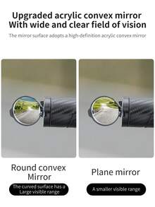 TOSUOD 1Pair Bicycle Rearview Mirror With 360° Rotatable HD Convex Oval Mirror - Quick Installation Carbon Fiber Look Black For Road Mountain Bikes, Vehicle-Specific Fit Cycling Gear, Sleek Bike Accessory | Durable Construction