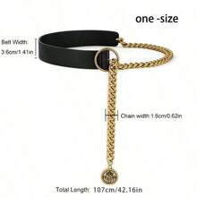 1pc Cinto com pingente de corrente de metal, cinto de couro PU com corrente grossa da moda, adequado para vestidos, ternos e jaquetas, ocasiões diárias e formais, acessório para o dia das mães, decoração de cintura elegante e minimalista, presente para a mãe