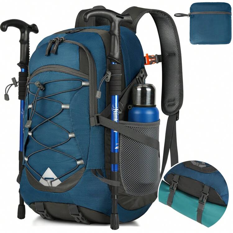 NEWHEY 40L Lightweight Foldable Backpack, Unisex Waterproof Camping Hiking Backpack, Suitable For Men, Women, Teachers, College Students, Outdoor, Travel, Picnic, Sports - Multicolor - View 1