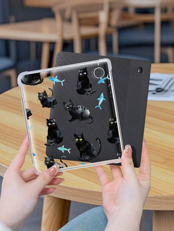 An EBook Case With Images Of Black Cats And Sharks, Made Of TPU Material Case For Kindle Paperwhite, Kobo Clara Colour/BW 2024, Kobo Clara 2E, Kobo Libra Colour 2024, Kobo Libra 2, Fun Gift
