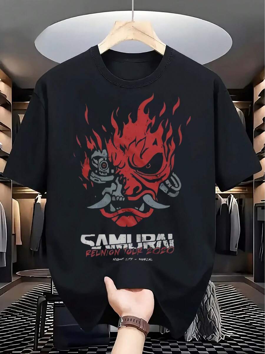 Fashionable Printed T-Shirt For Men - Black - View 1