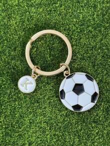 1 个足球形钥匙扣，合金材质，油滴效果，初始设计，是送给朋友、男朋友、篮球俱乐部活动、体育活动、情人节、汽车配件、包包挂件、学校用品的理想礼物