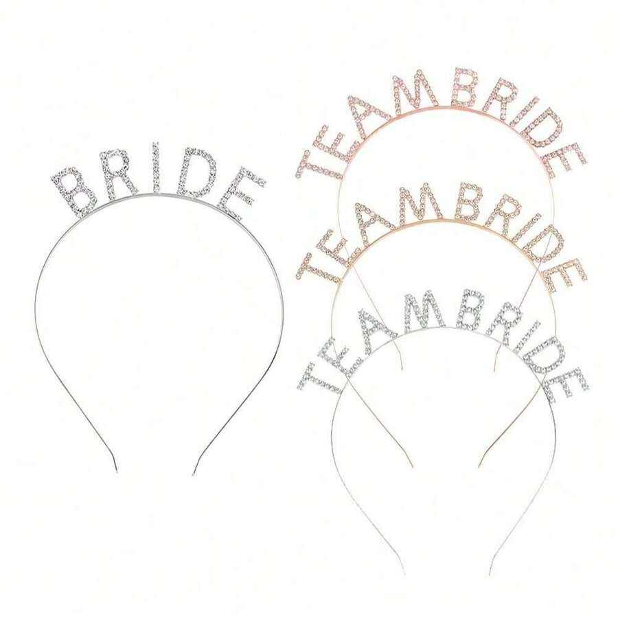 1/12PCS TeamBride Headband, Rhinestone Bride Headband, Bachelorette Party Decoration Rhinestone Bridesmaid Headbands For Bridal Shower, Bachelorette Party, Wedding - Multicolor - View 1