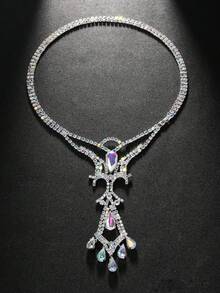 [Boho Chic Body Chain] Premium Boho Chic Body Chain | Sexy Back Chain Water Drop Back Chain Rhinoceros Body Chain Accessory - Silver - View 3