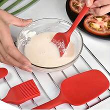 6-Piece Red/Black Seamless Silicone Spatula Set - Heat-Resistant And Flexible Silicone Spatulas For Kitchen Cooking, Baking, Stirring Yogurt And Spreading Butter - Non-Stick And Easy To Clean, Premium Tableware, Easy To Use In Dishwashers, High-Quality Baking Set, Thanksgiving Gift, Halloween Gift, Christmas Gift - 紅色 - 查看 9