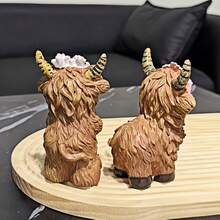 Encantadora estatua de vaca de las tierras altas, decoración rústica de resina animal, regalo para Acción de Gracias, Festival de la Cosecha, Navidad, adecuado para decoración de interiores, patio y balcón - Multicolor - Ver 7